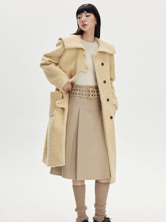 Sailor-collar Wool Wave Nichi Coat