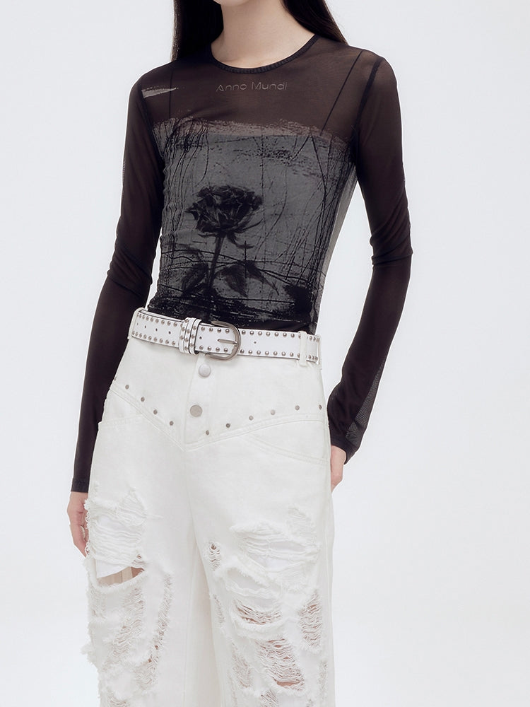 Studs Damage Casual Wide-Pants