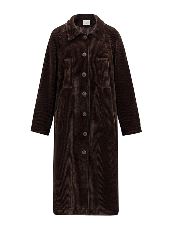 Vintage Frop-Shoulder Wool Ovresize Long-Coat