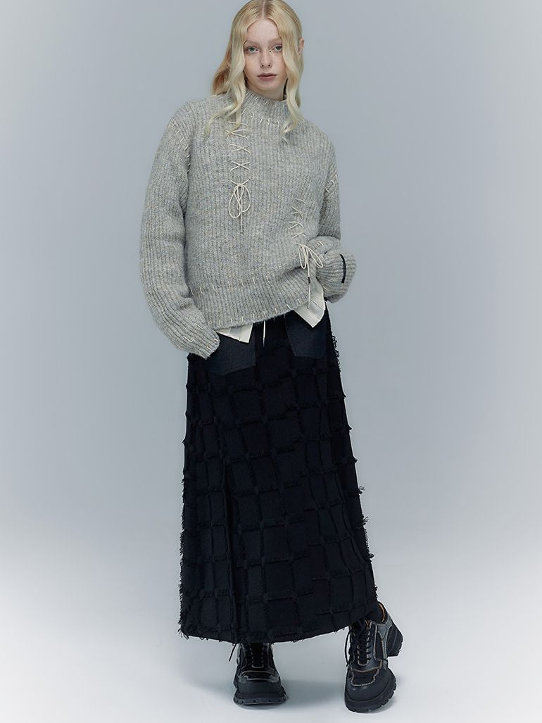 레이스업 리본 레트로 시크 키니트 