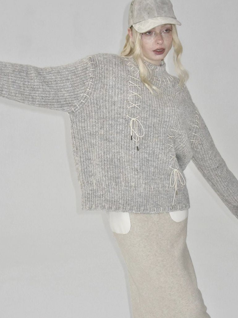 레이스업 리본 레트로 시크 키니트 