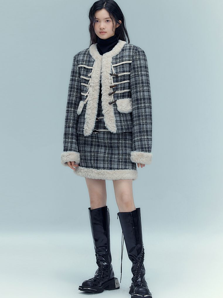 체크보아 레트로 큐트 숏스커트 