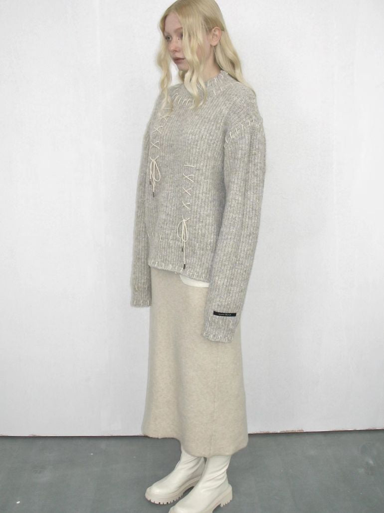 레이스업 리본 레트로 시크 키니트 