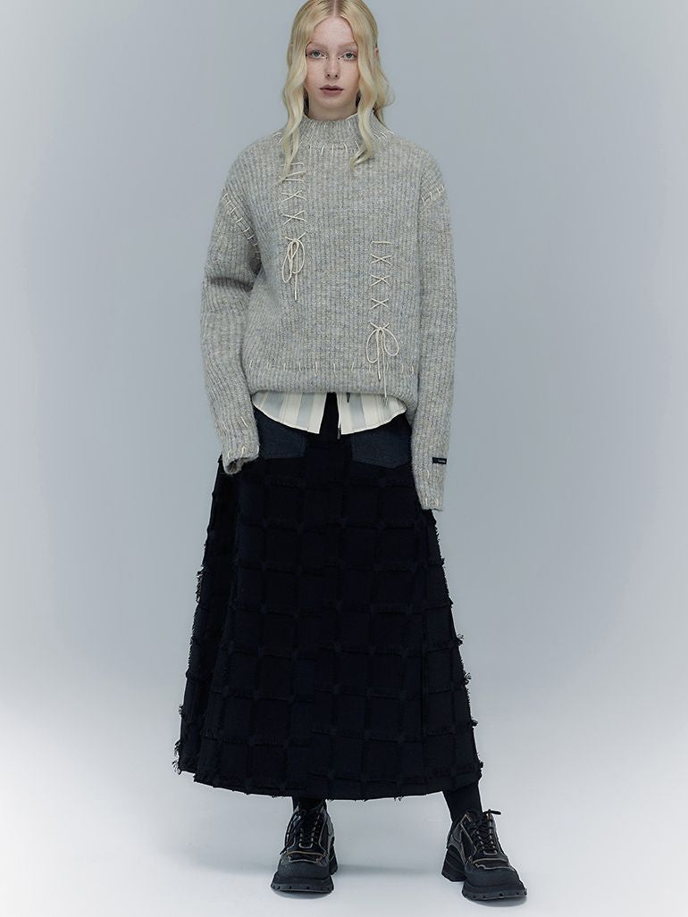 레이스업 리본 레트로 시크 키니트 