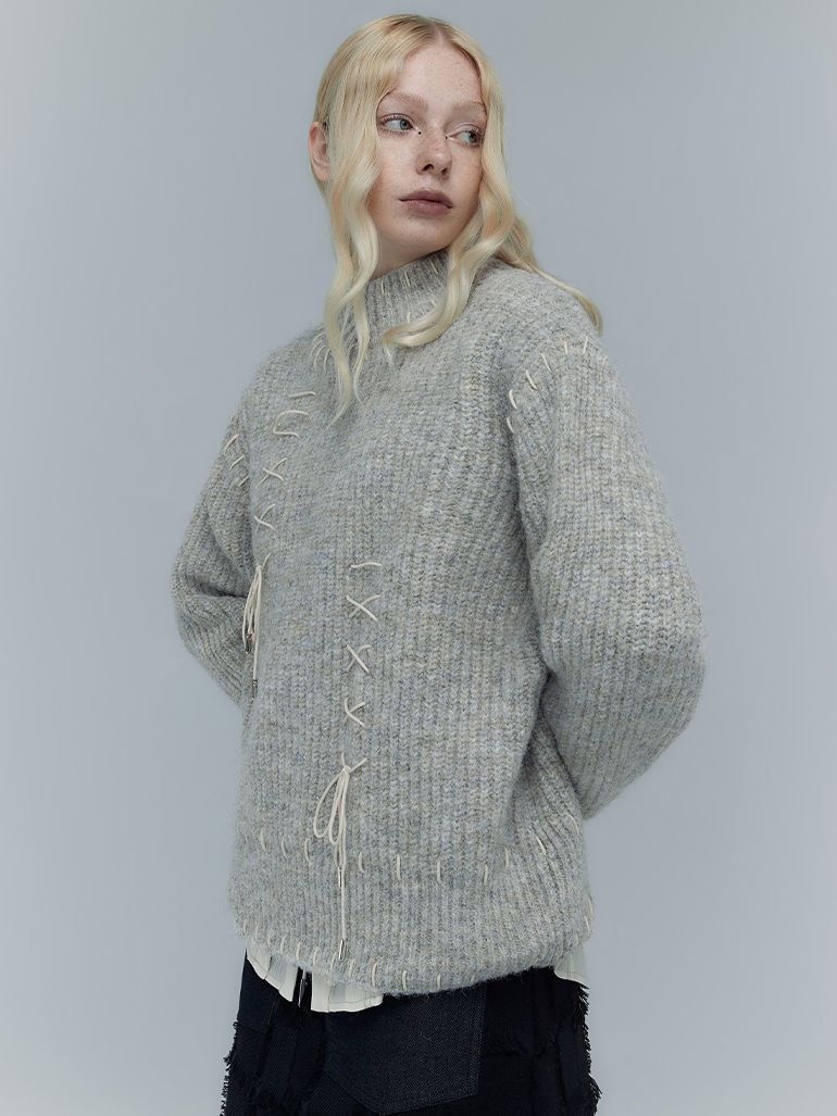 레이스업 리본 레트로 시크 키니트 