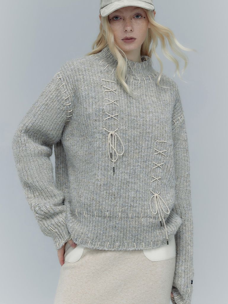 레이스업 리본 레트로 시크 키니트 