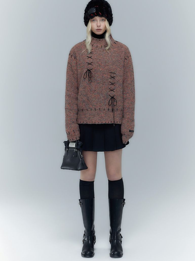 레이스업 리본 레트로 시크 키니트 