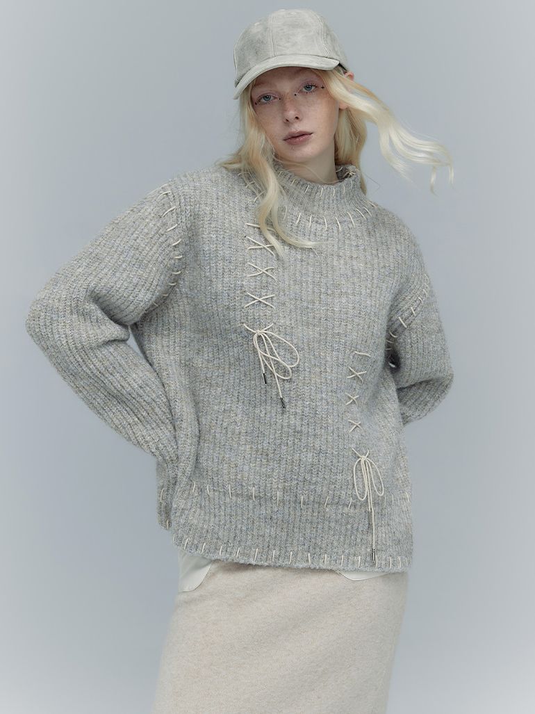 레이스업 리본 레트로 시크 키니트 