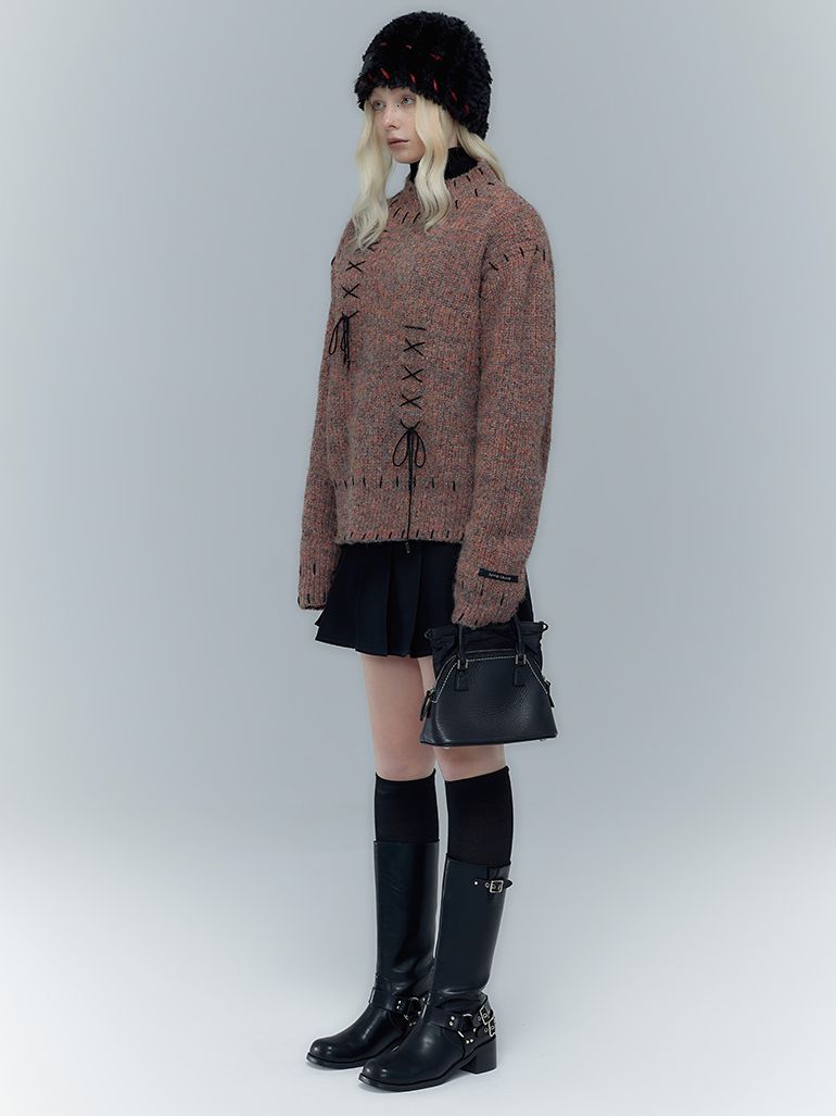 레이스업 리본 레트로 시크 키니트 