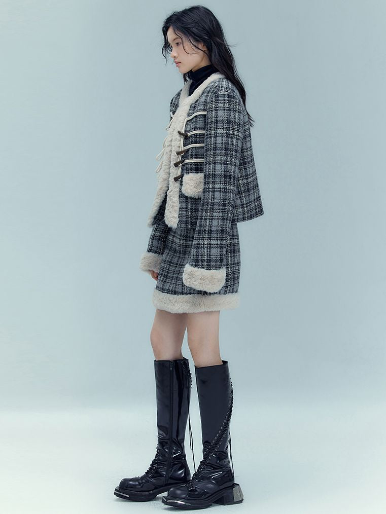 체크보아 레트로 큐트 숏스커트 