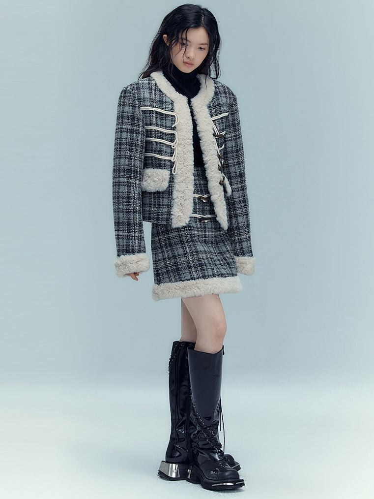 체크보아 레트로 큐트 숏스커트 