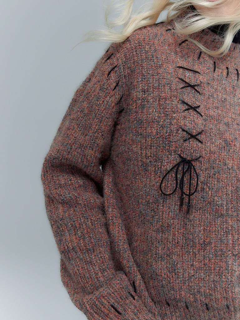 레이스업 리본 레트로 시크 키니트 