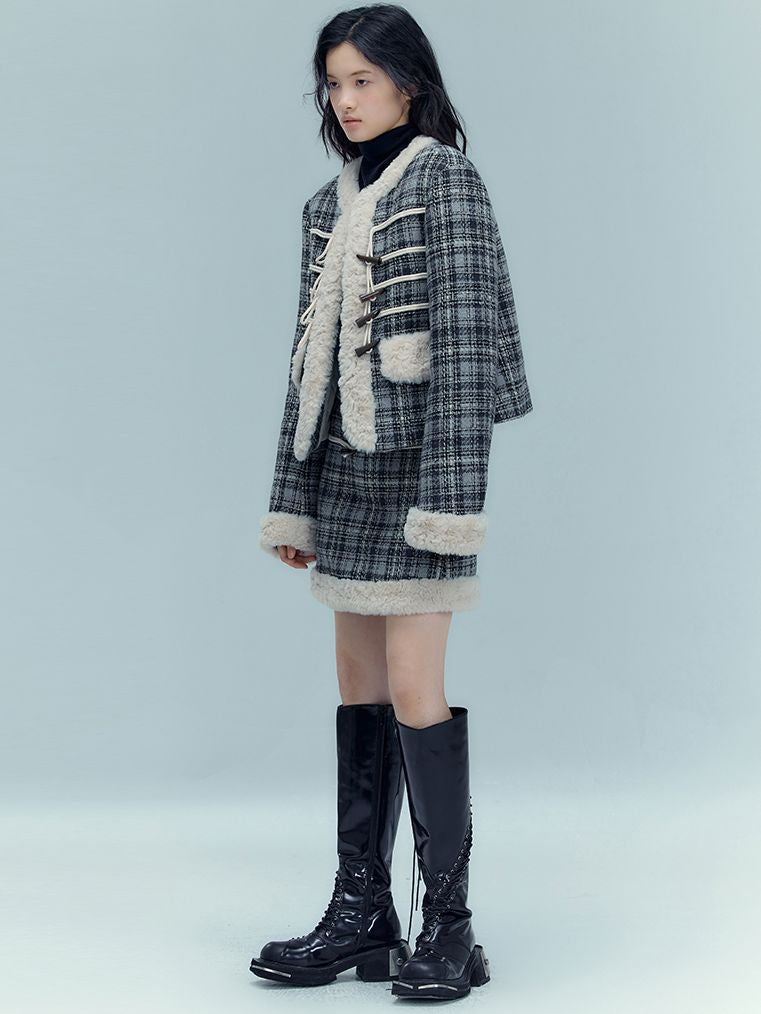 체크보아 레트로 큐트 숏스커트 