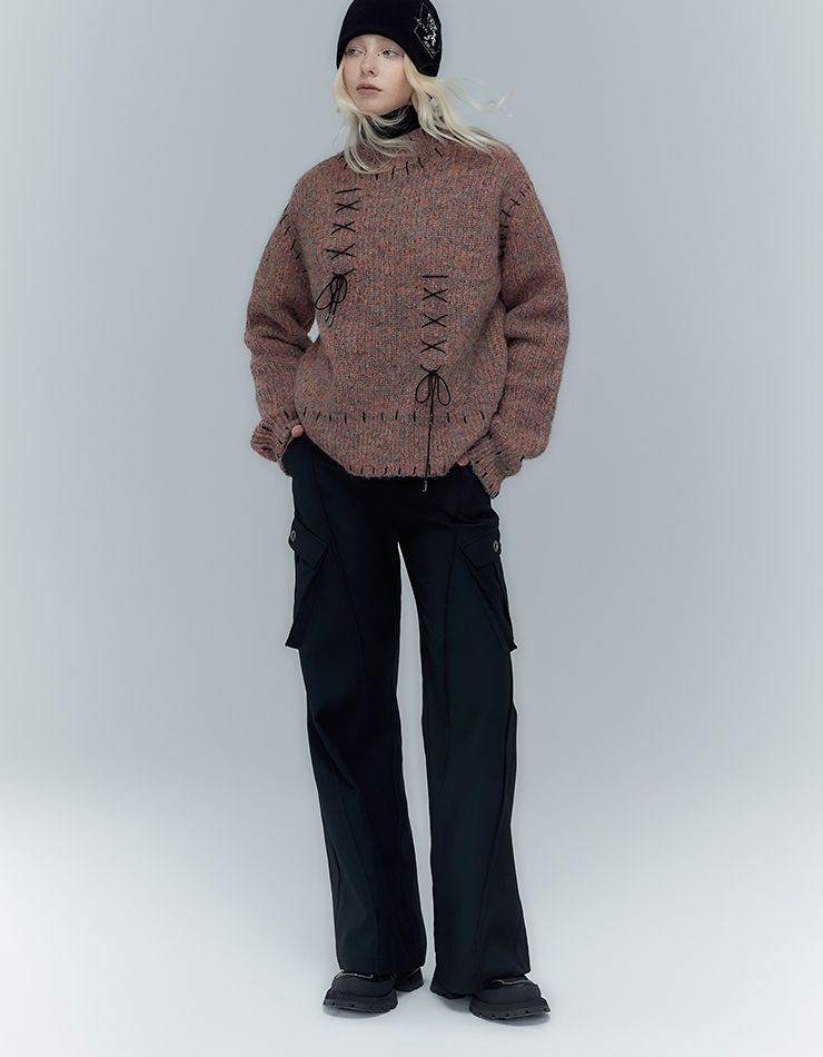 레이스업 리본 레트로 시크 키니트 