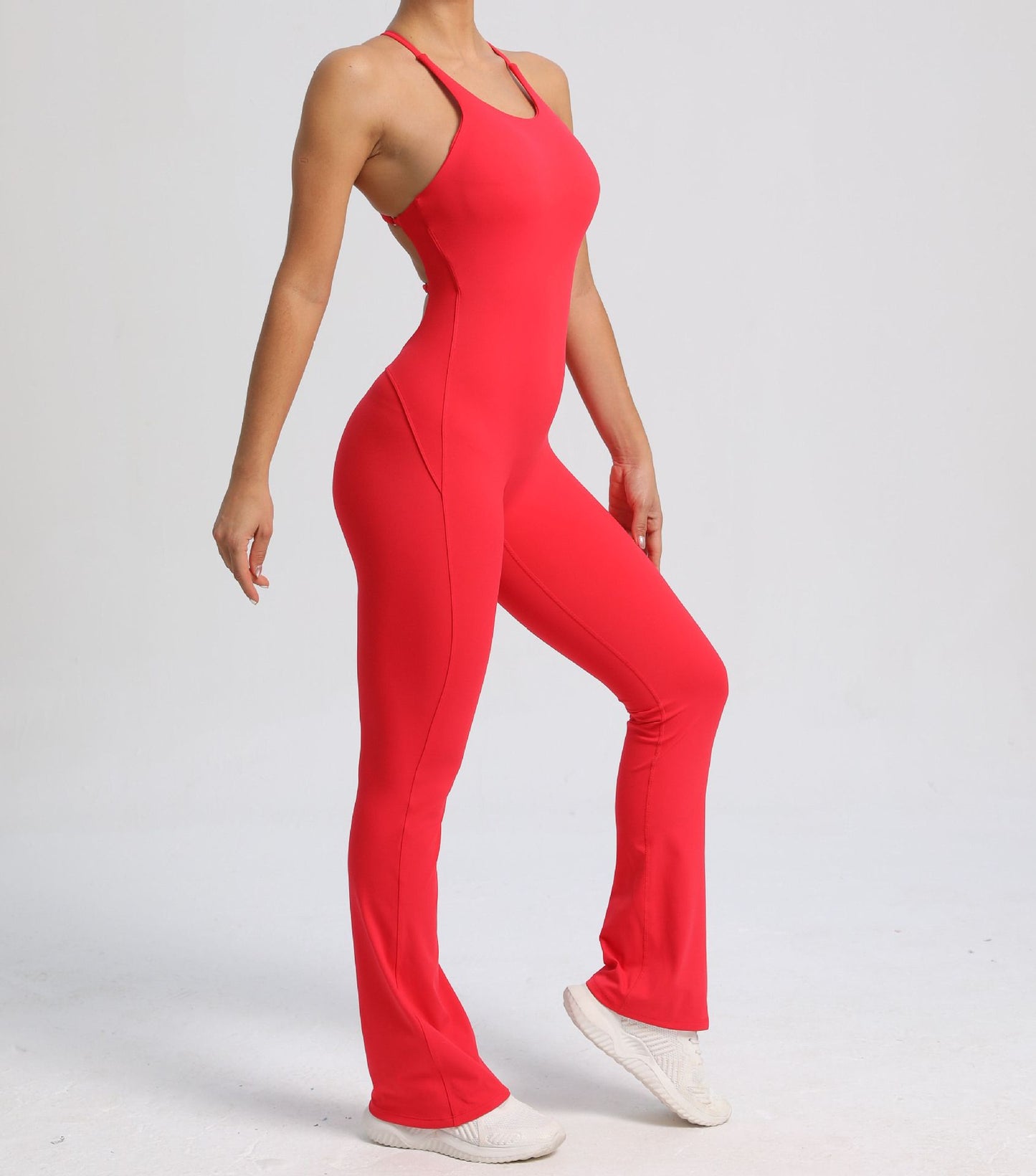 Power Backless Flared Jumpsuit