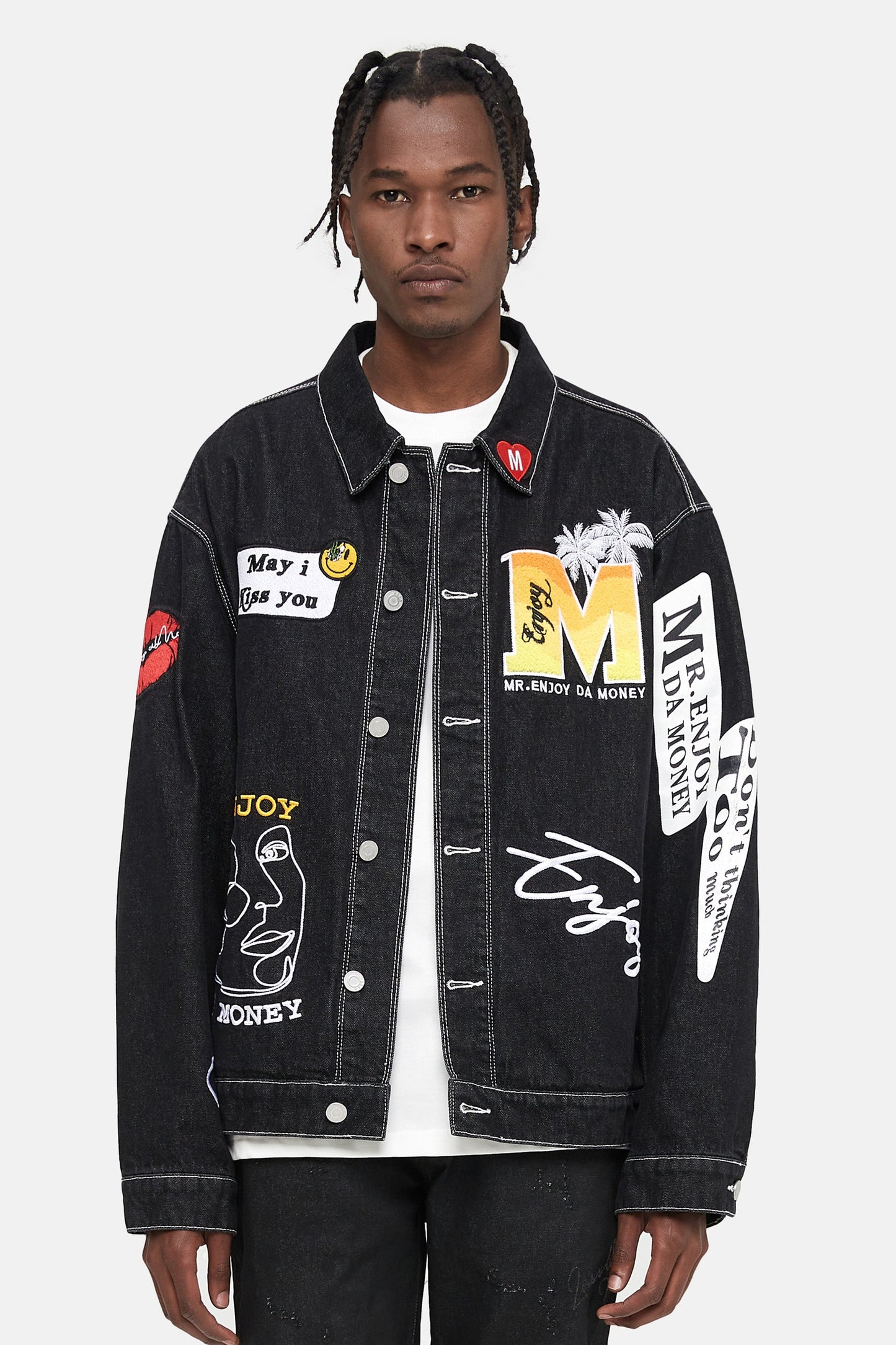 MEDM 자수 패치 데님 재킷