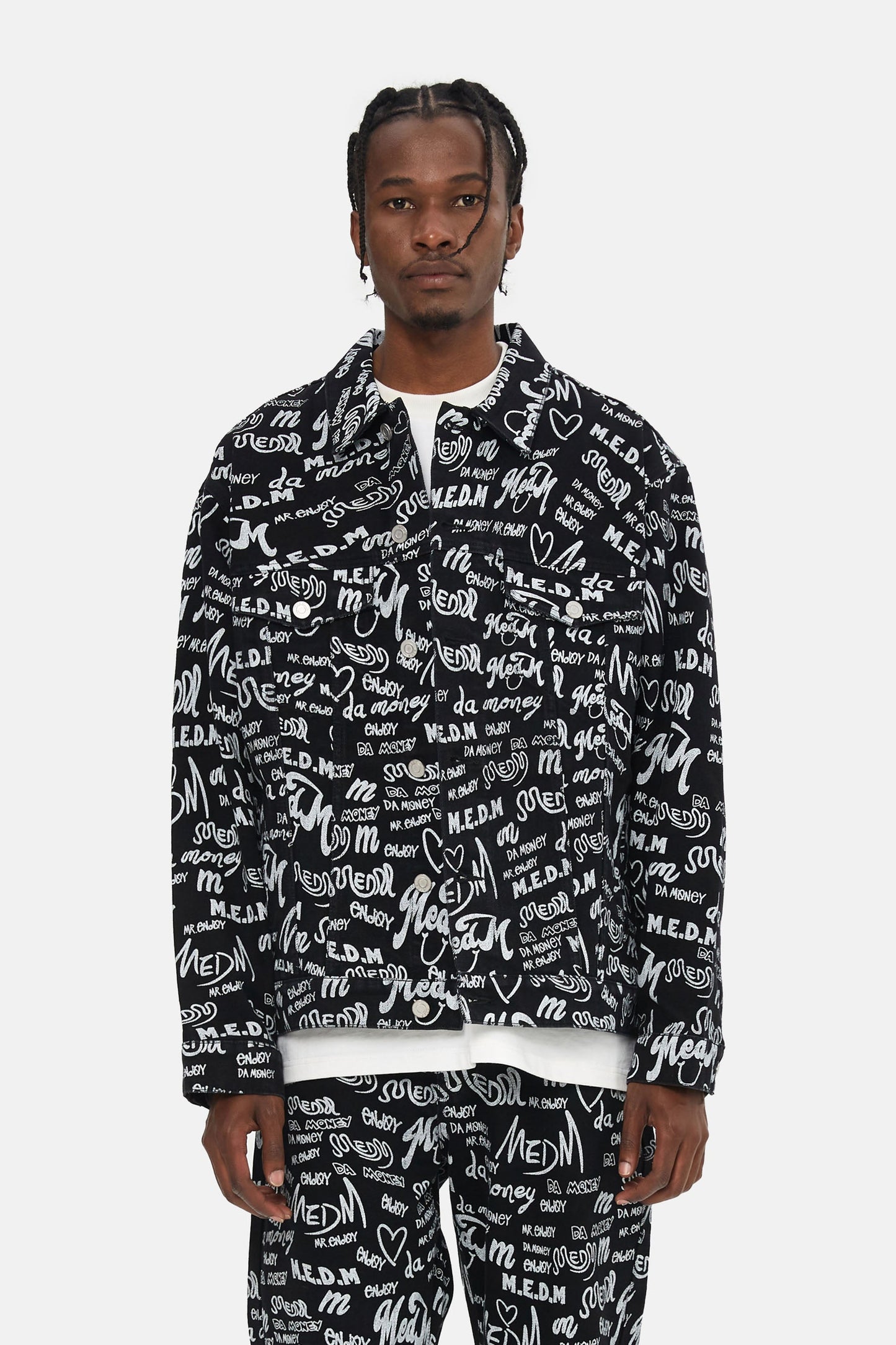 MEDM 패턴 프린트 데님 재킷