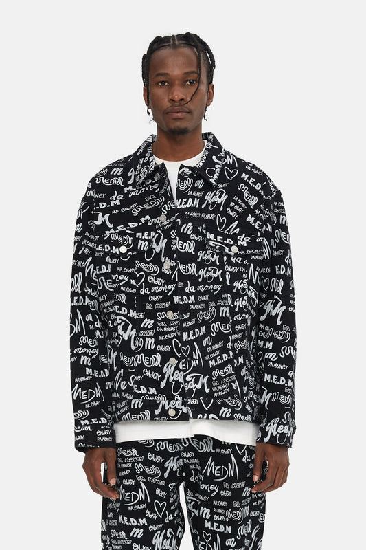 MEDM 패턴 프린트 데님 재킷