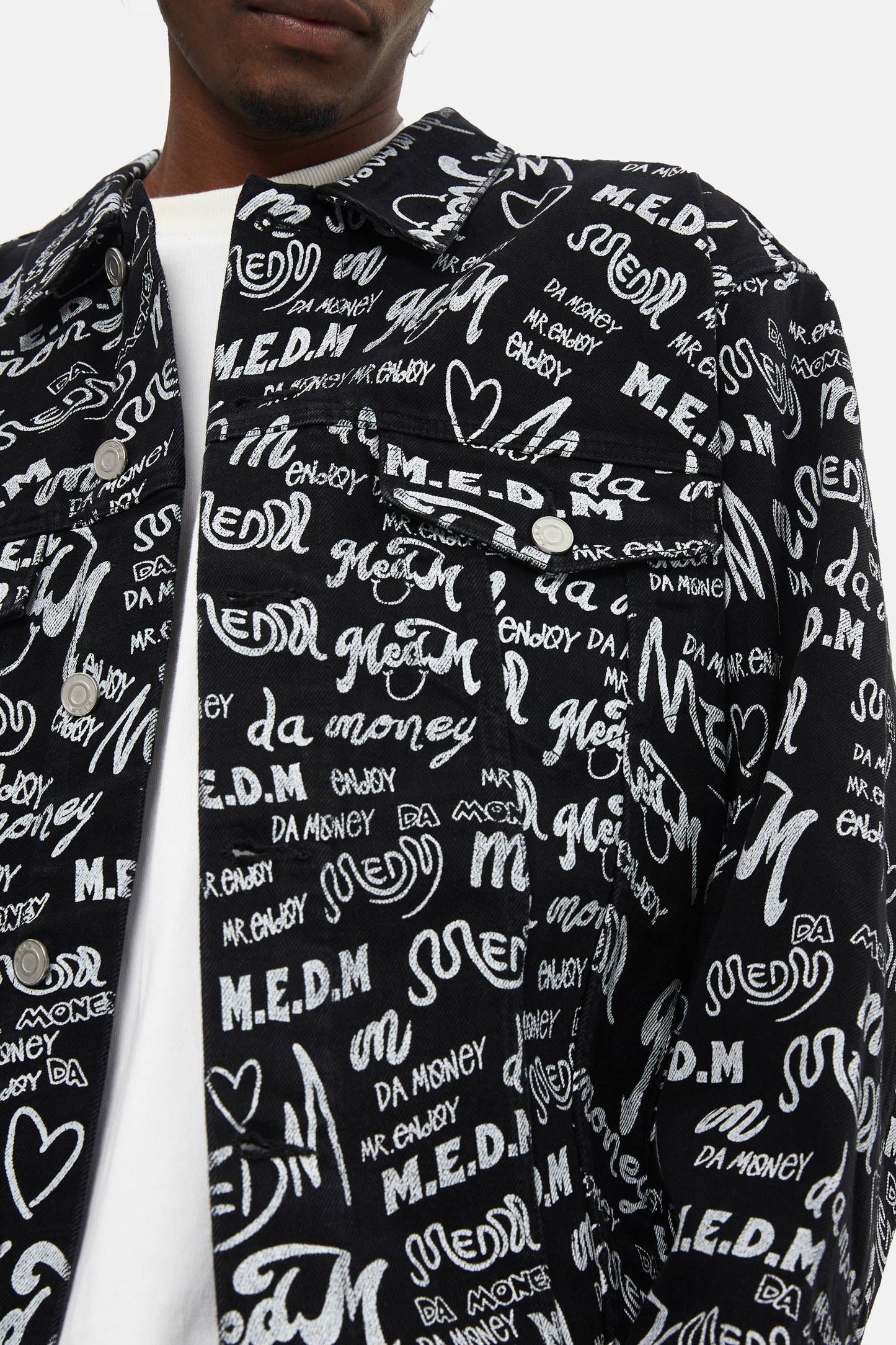 MEDM 패턴 프린트 데님 재킷