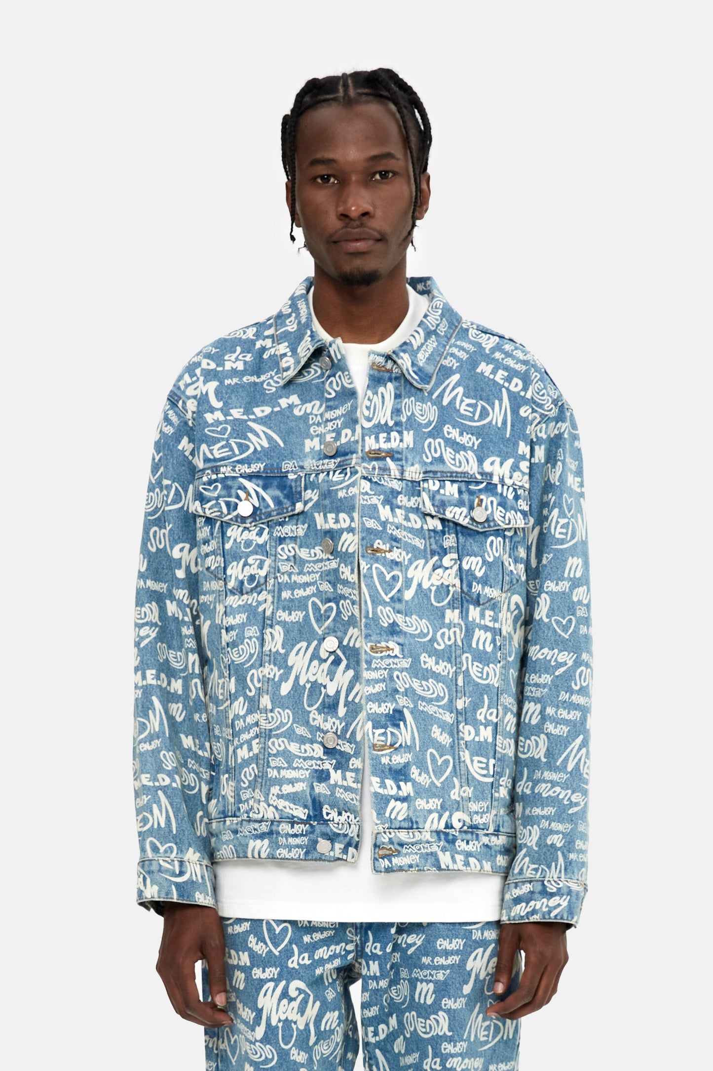 MEDM 패턴 프린트 데님 재킷