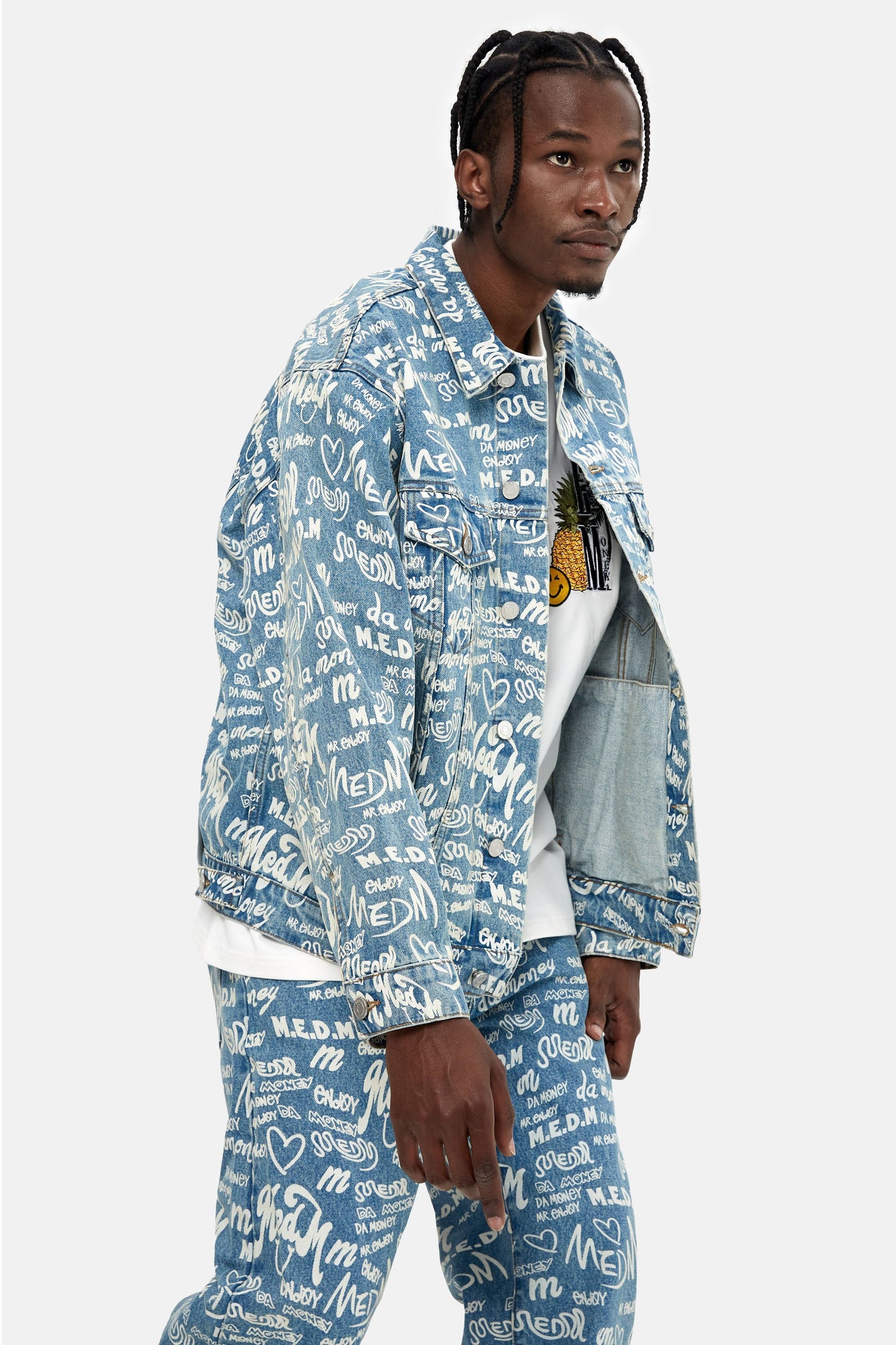 MEDM 패턴 프린트 데님 재킷