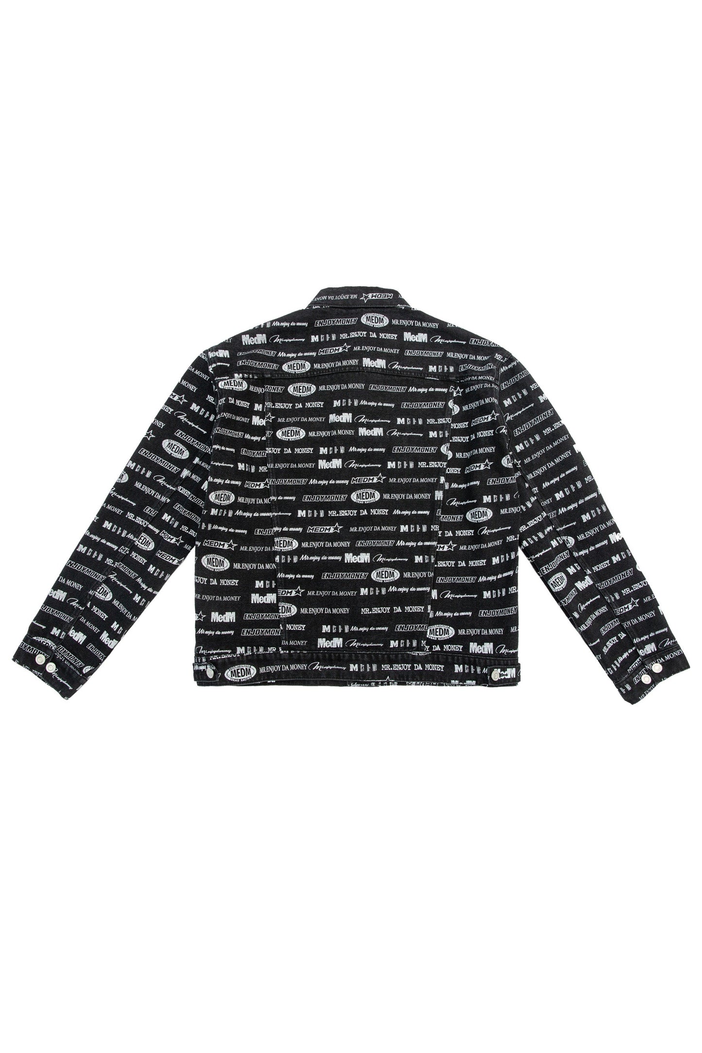 MEDM 로고 패턴 프린트 블랙 데님 재킷