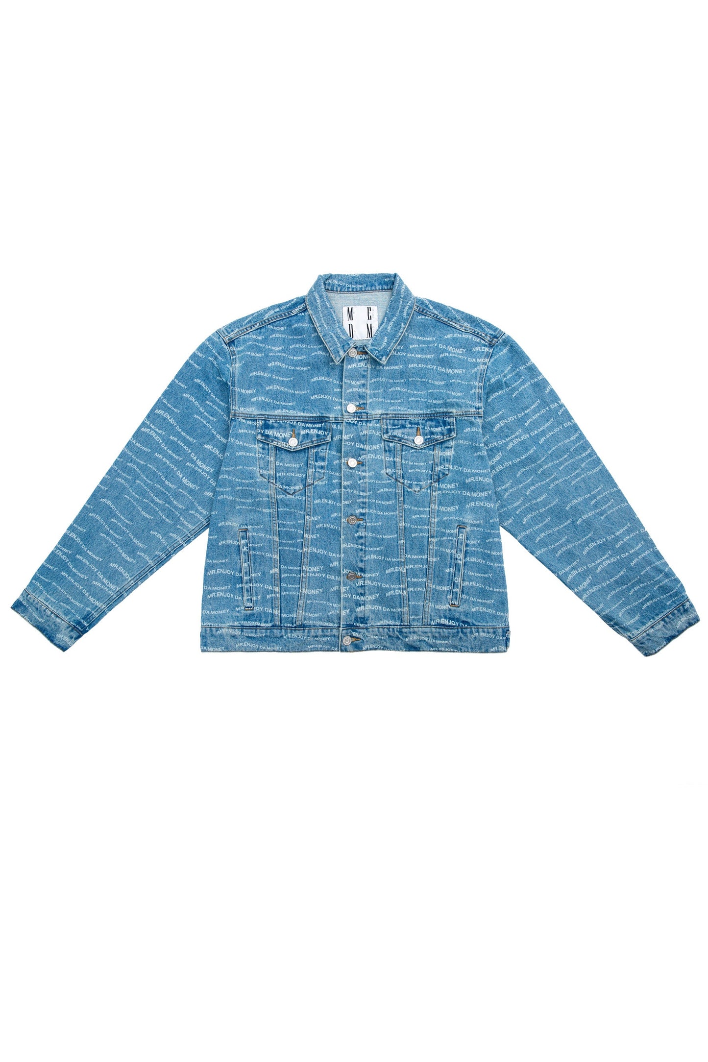 MEDM 로고 패턴 프린트 블루 데님 재킷