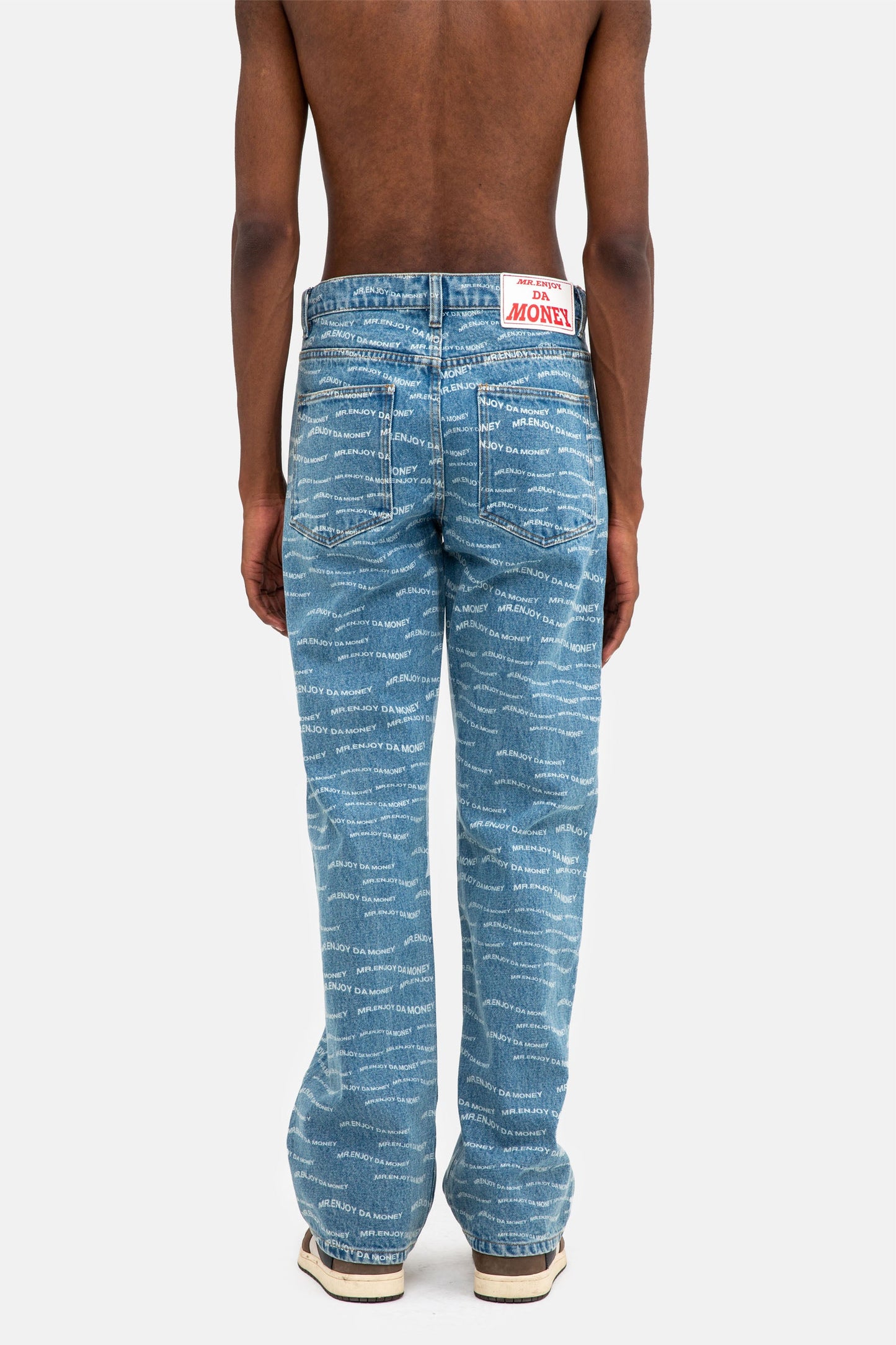 MEDM パターンプリント ブルーデニムパンツ