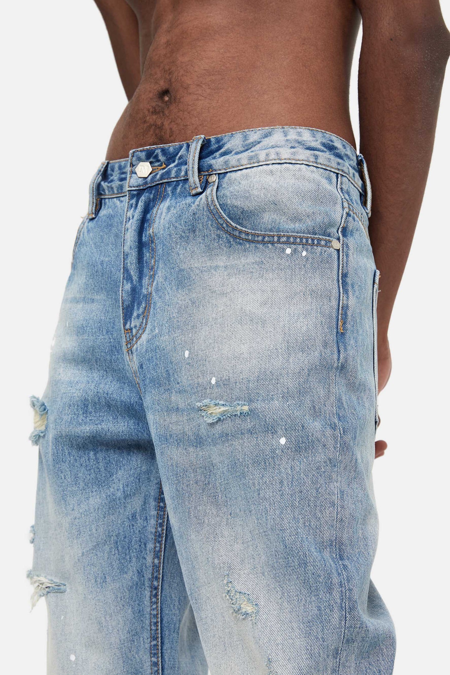 MEDM ディストレスト デニムパンツ