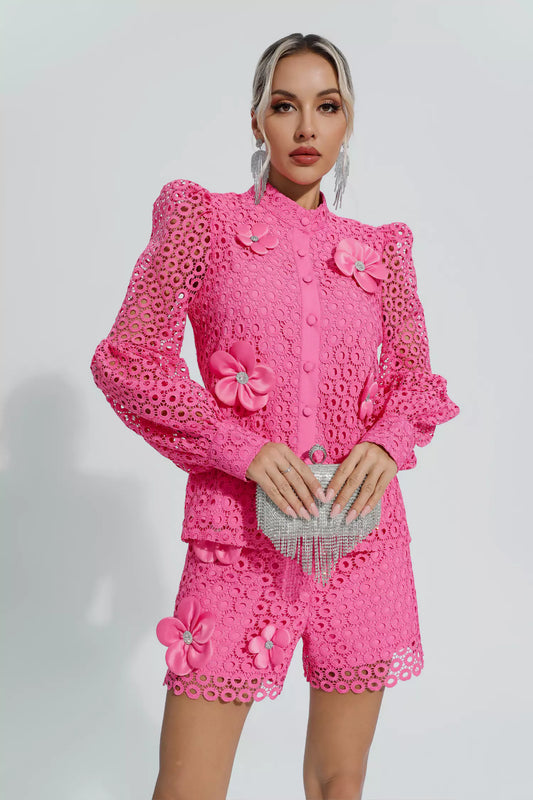 메이시 로즈 레드 할로우 플로럴 세트