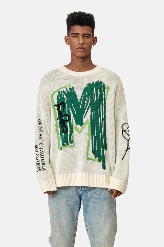 MEDM 페인트 레터 스웨터