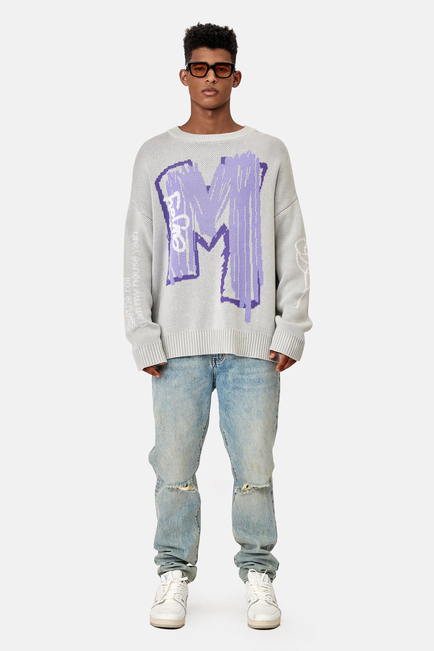 MEDM 페인트 레터 스웨터