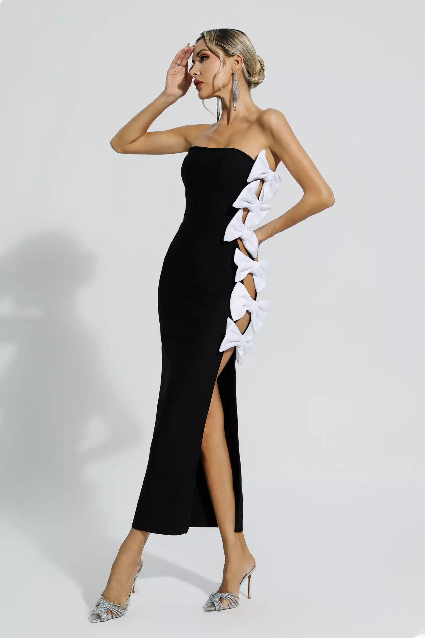 Noah Black Cutout Bow Bandage Dress