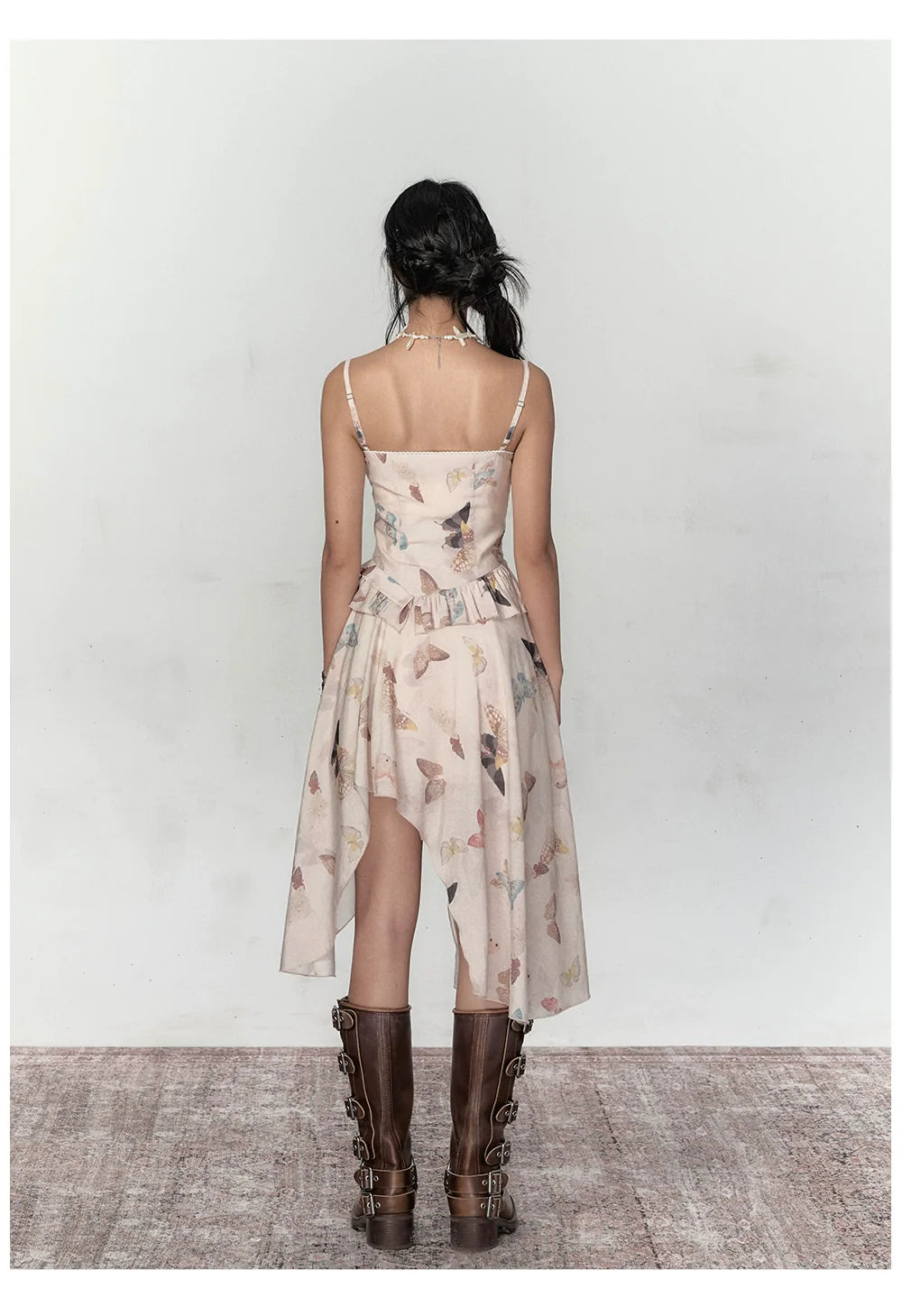 Butterfly Print Irregular Hem Dress