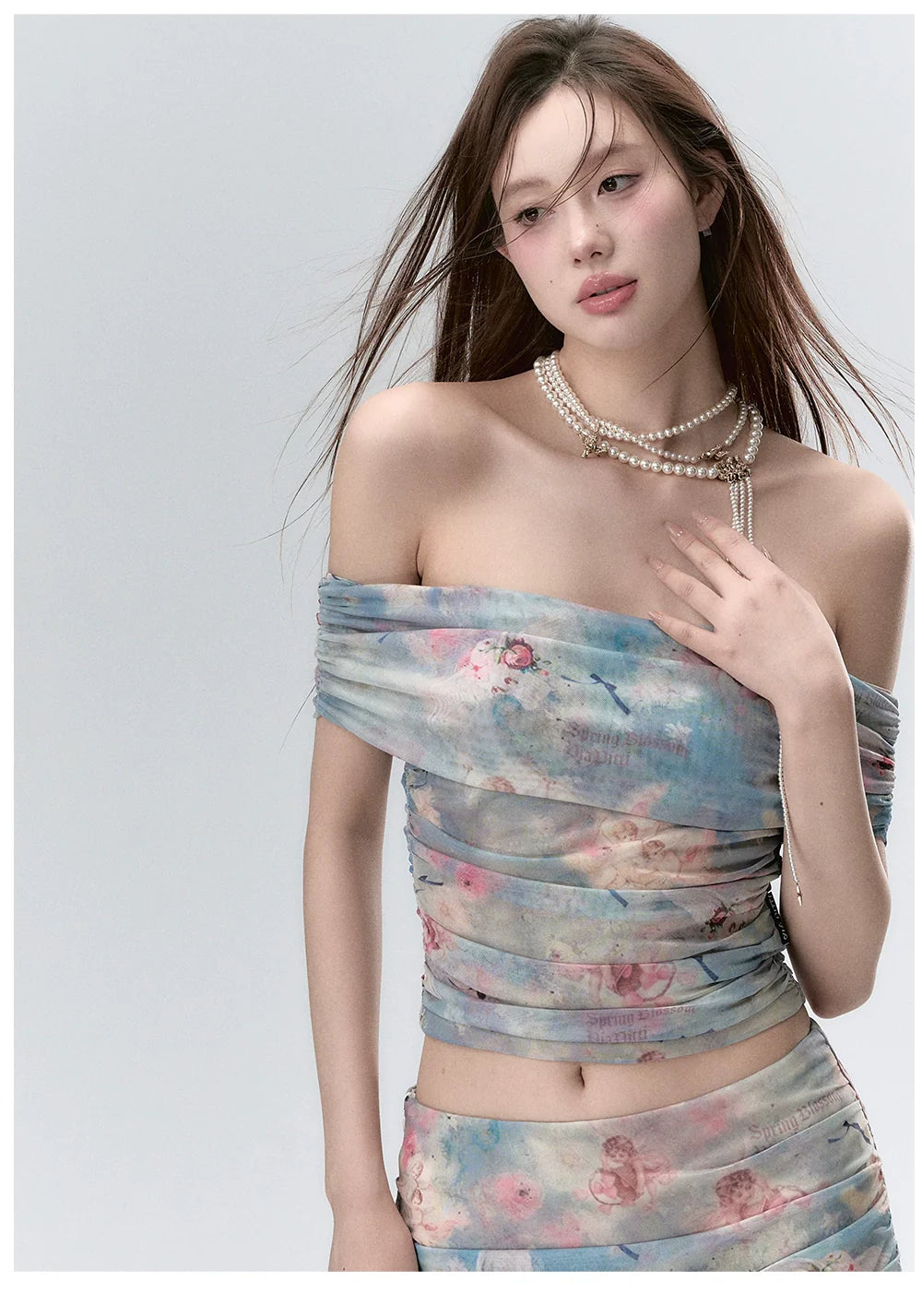 Little Angel Off-the-Shoulder Crop Tank Top & Skirt Set