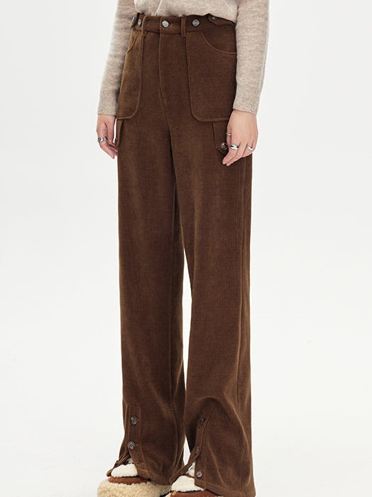 Ankle Slit Corduroy Trousers