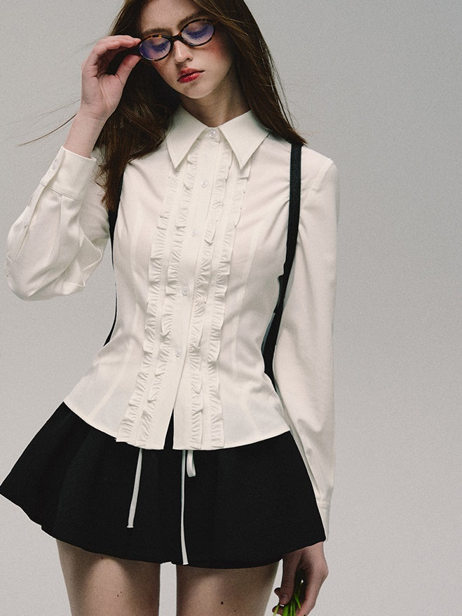 Ruffled Design Slim Shirt