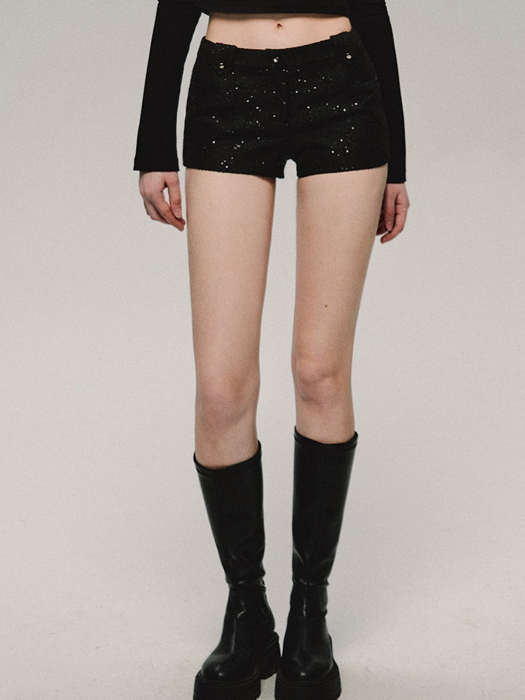 Sequined Tweed Hot Pants