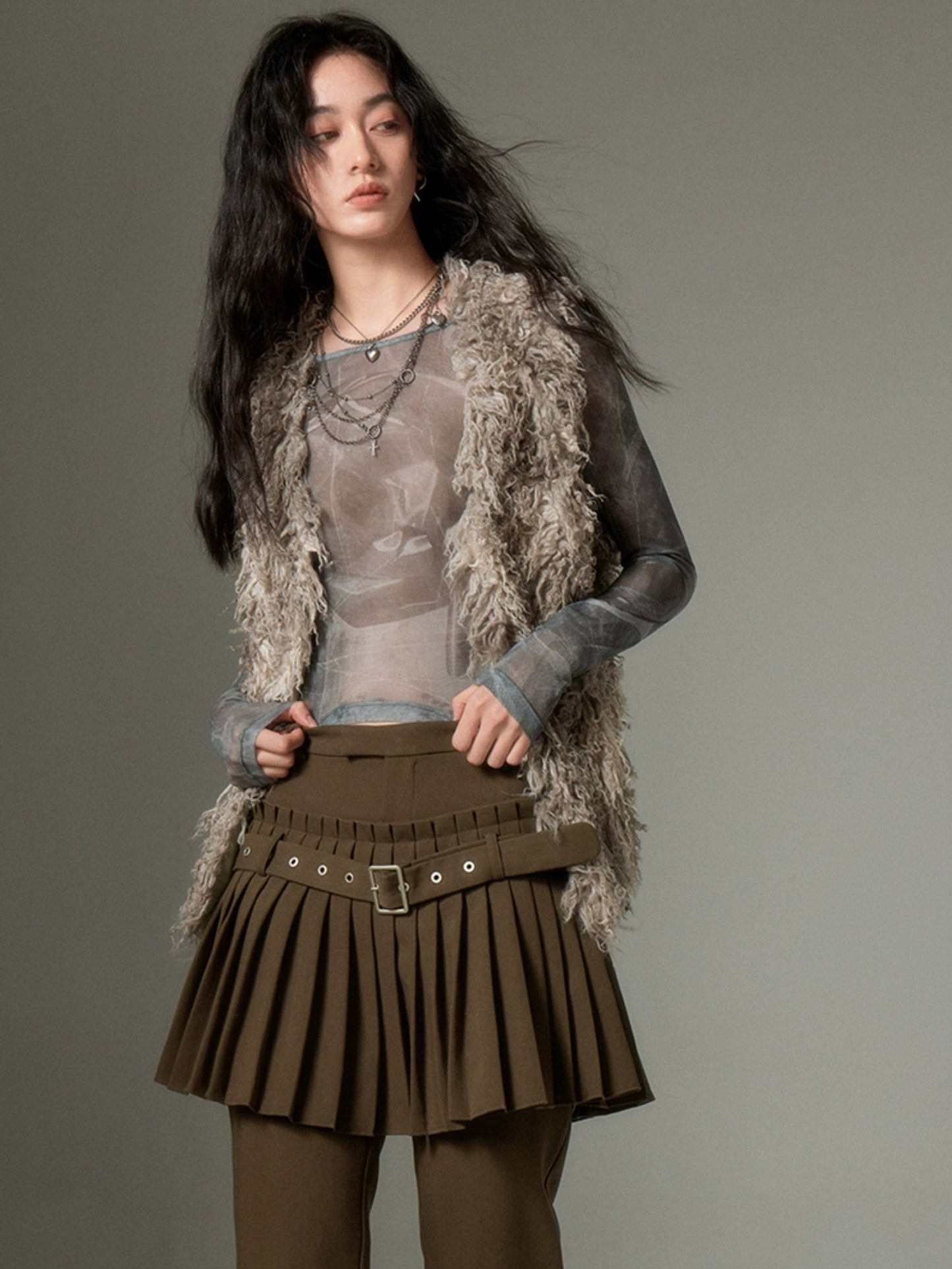 Plush V-neck Fake Fur Vest