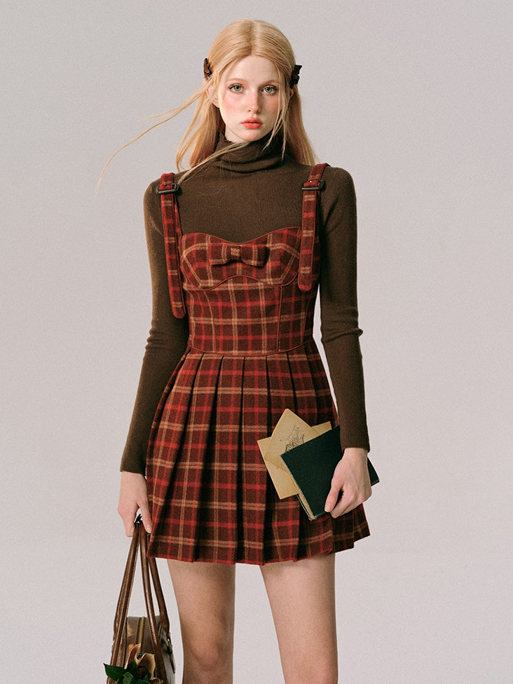 Plaid Slip Pleated Dress