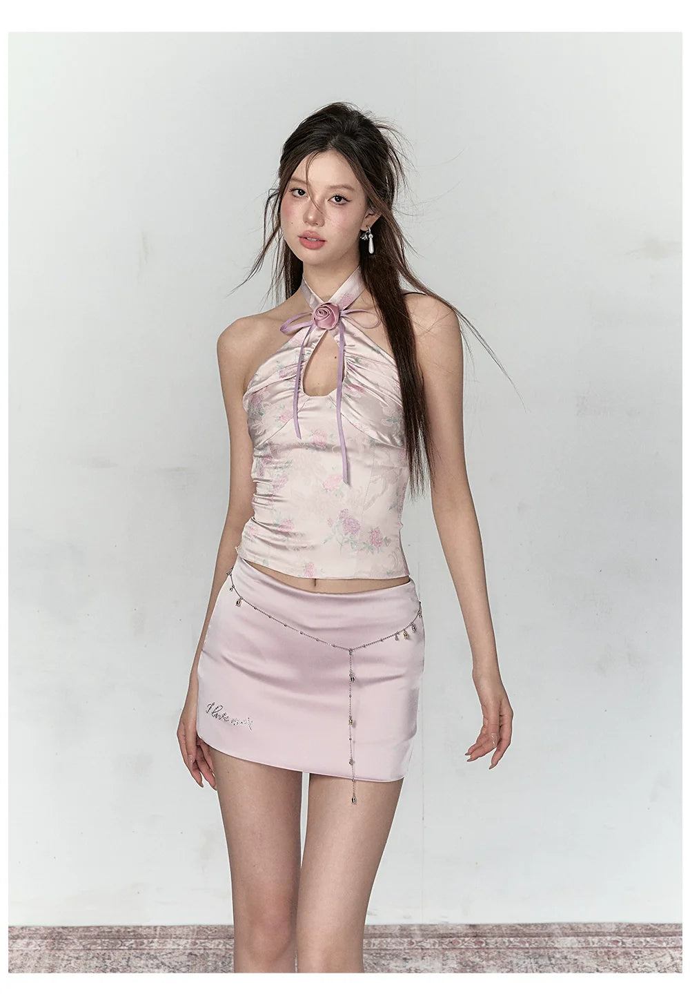 Pink Halterneck Patchwork Vest