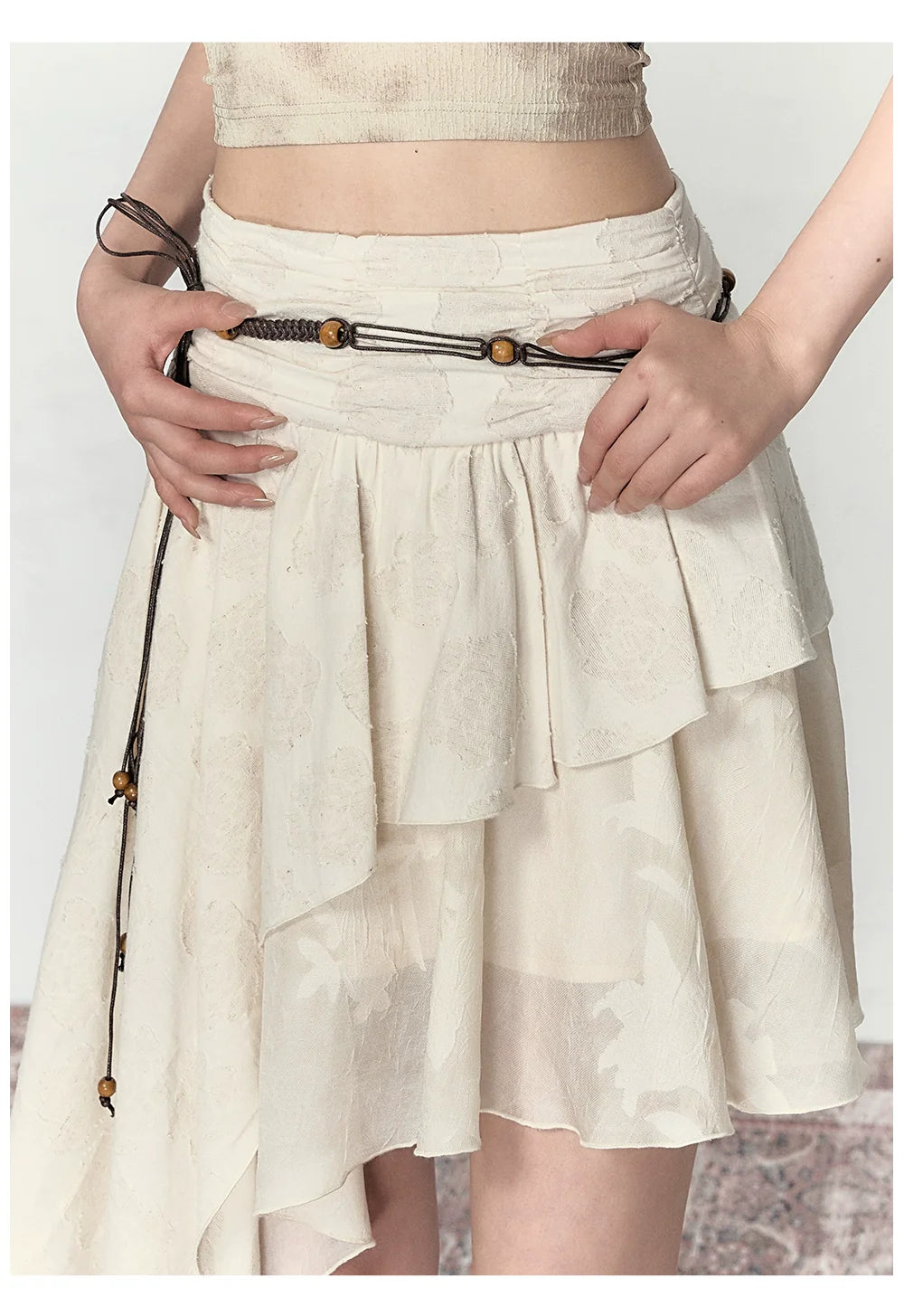 Beige New Chinese Irregular Skirt