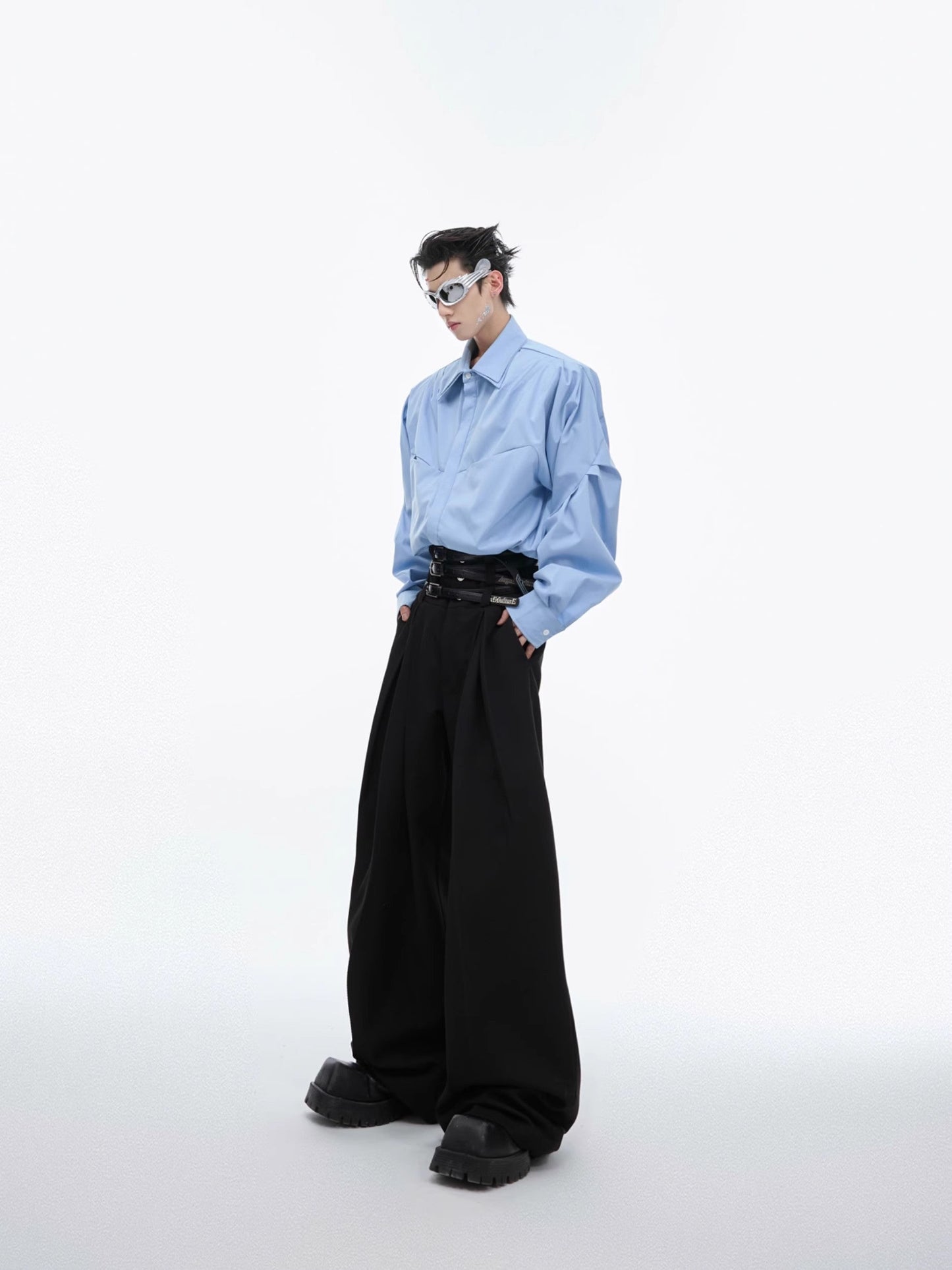 Double Layered Collar Oversize Shirt