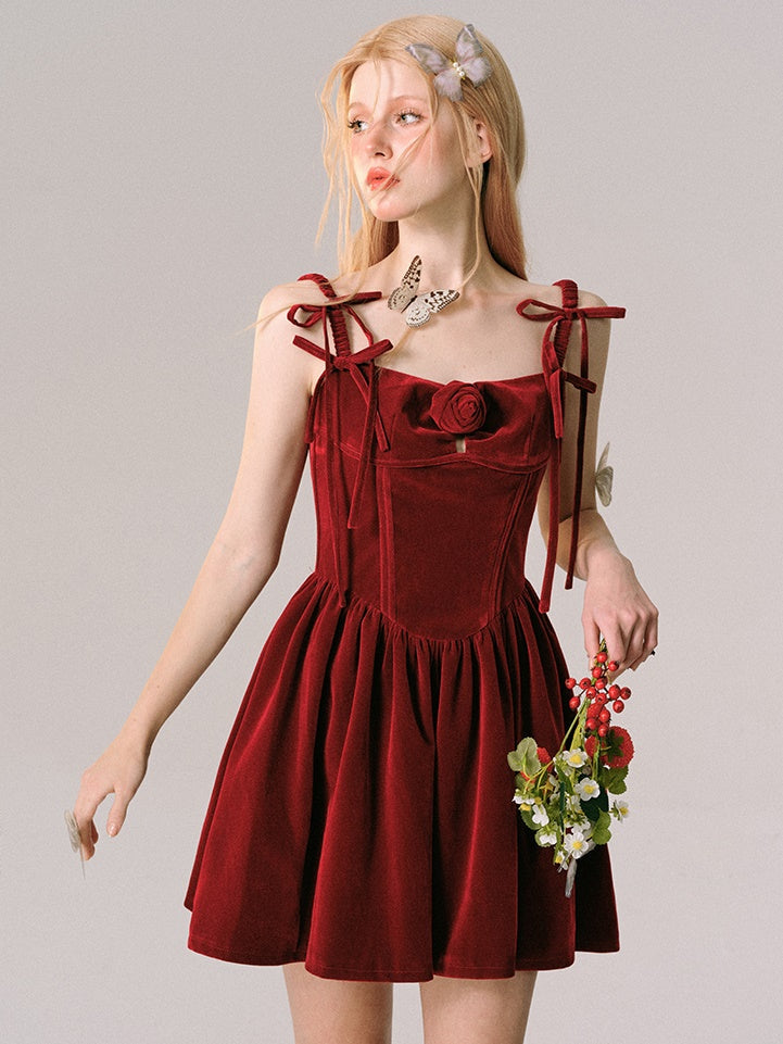 Rose Velvet Slip Dress