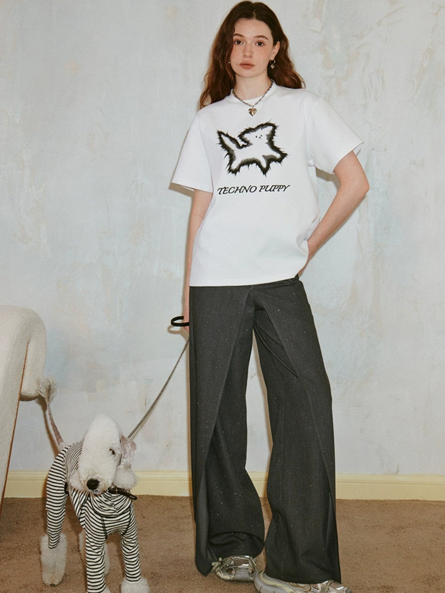 電子爆発子犬Tシャツ