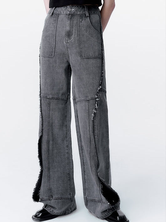 Raw Edge Silhouette Jeans