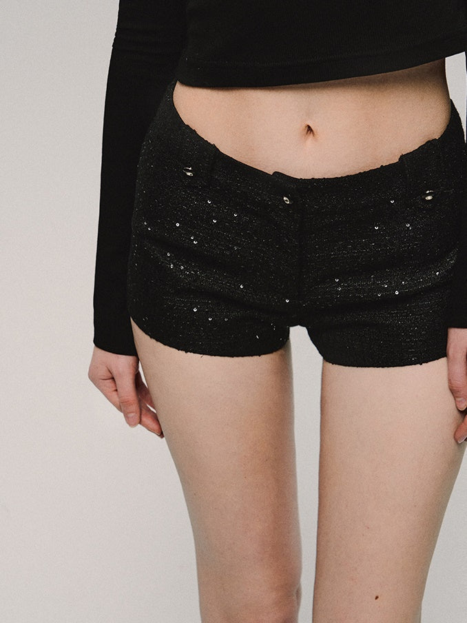 Sequined Tweed Hot Pants