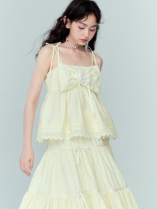 Ribbon Puffy Short Camisole ＆ Ribbon Cake Skirt