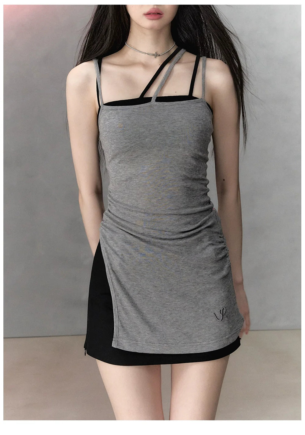 Gray & Black Wool Blend Camisole Dress