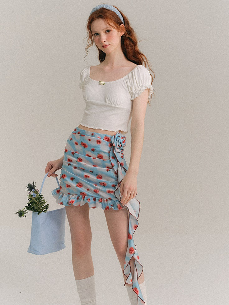 Painted Rose Floral Camisole ＆ Drape Skirt